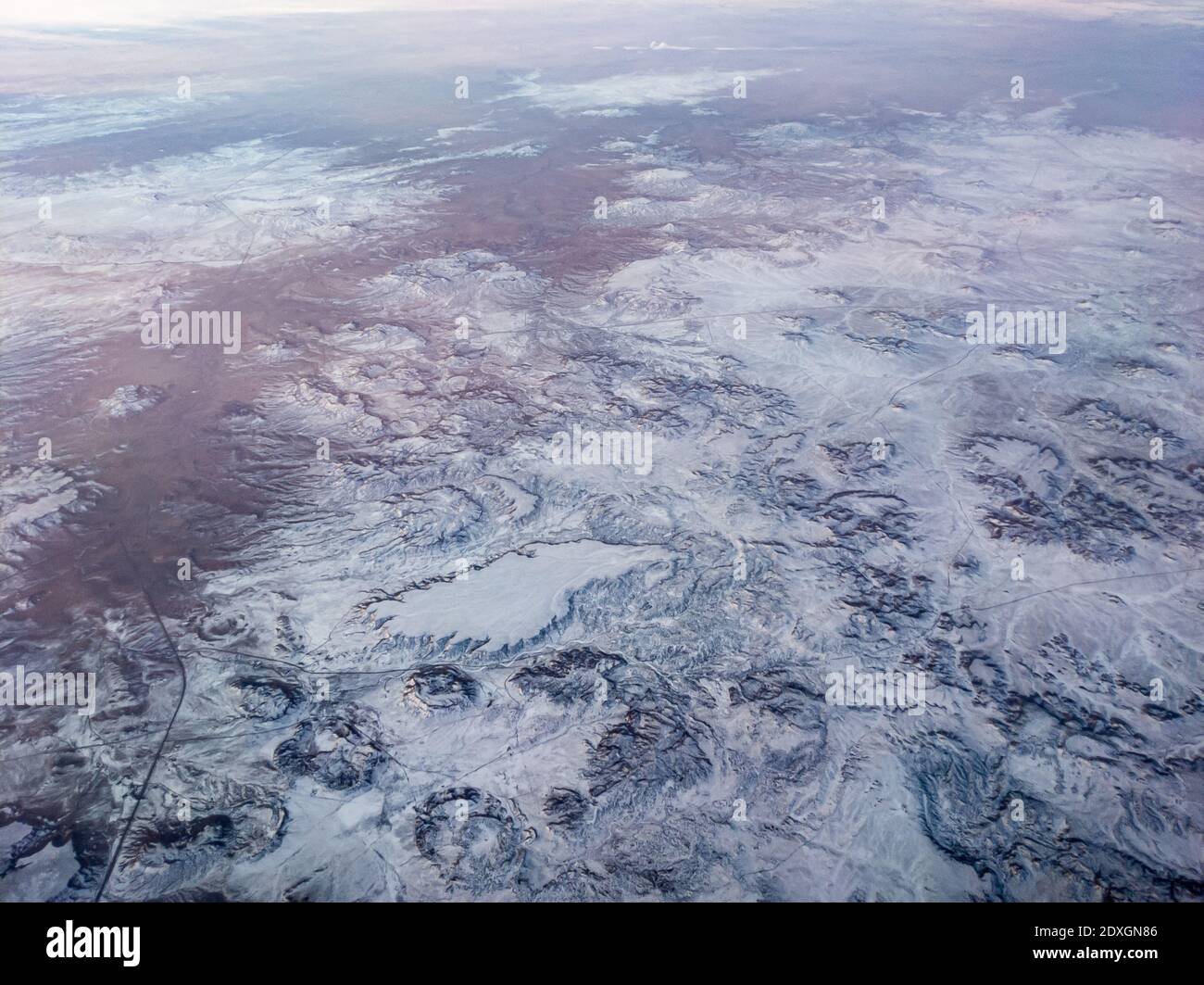 Aerial view of snowy desert landscape in Arizona Stock Photo - Alamy