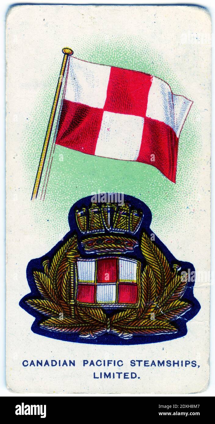 Cigarette card featuring Emblems of Canadian Pacific Steamships Stock Photo
