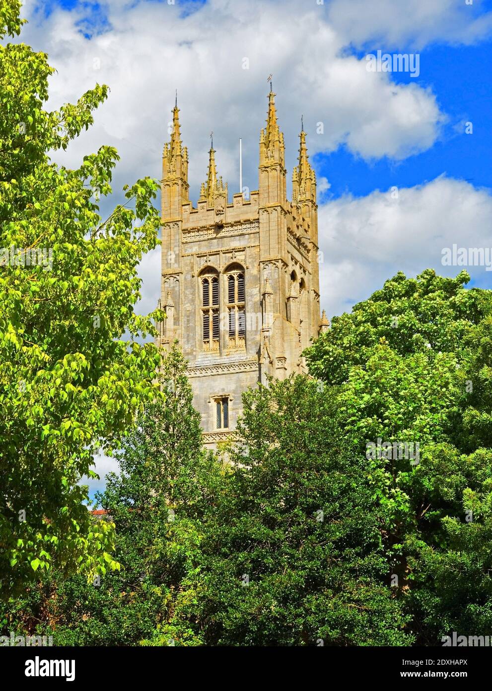 Tower of St Mary the Virgin parish church of St Neots Cambridgeshire. Stock Photo