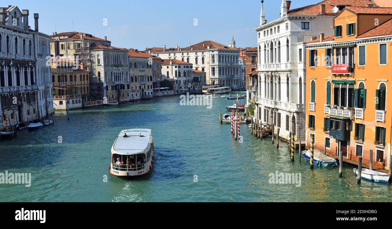 View of the Grand Canal from the Accademia Bridge with Vaporetto Venice ...