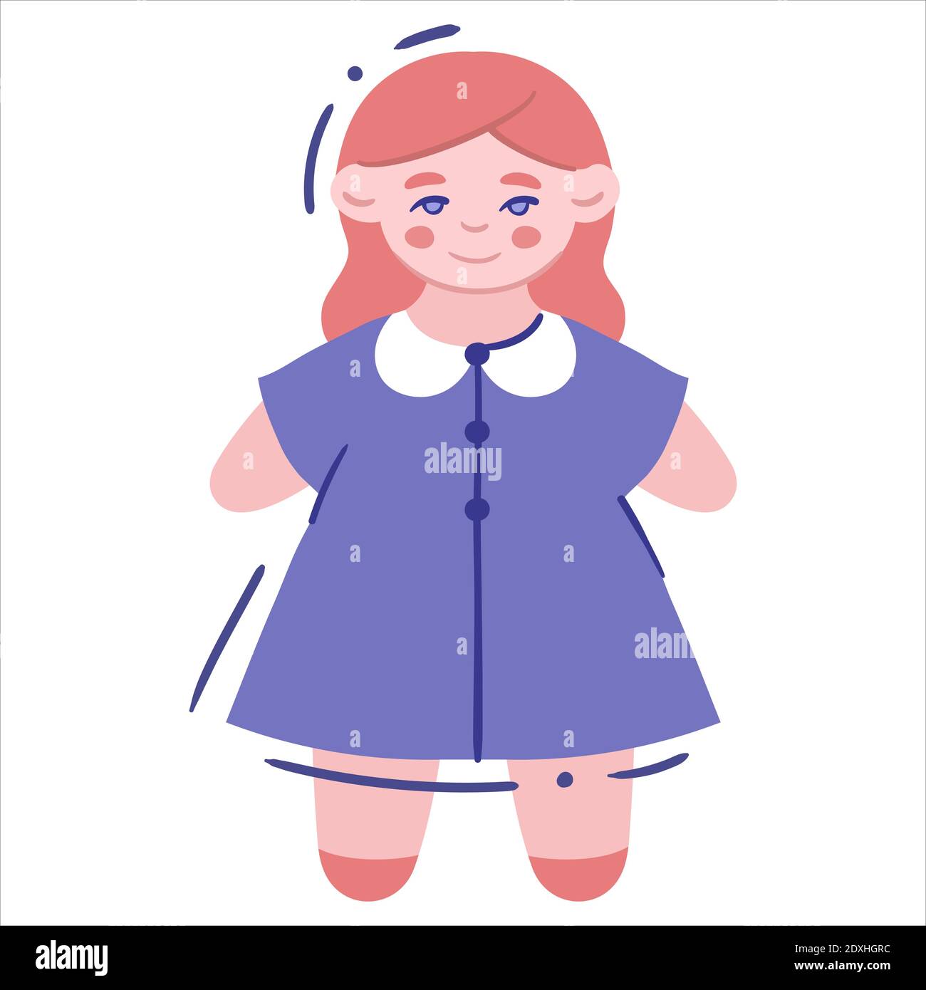Cute ragdoll in dress - isolated vector illustration. Toddler toy doll ...