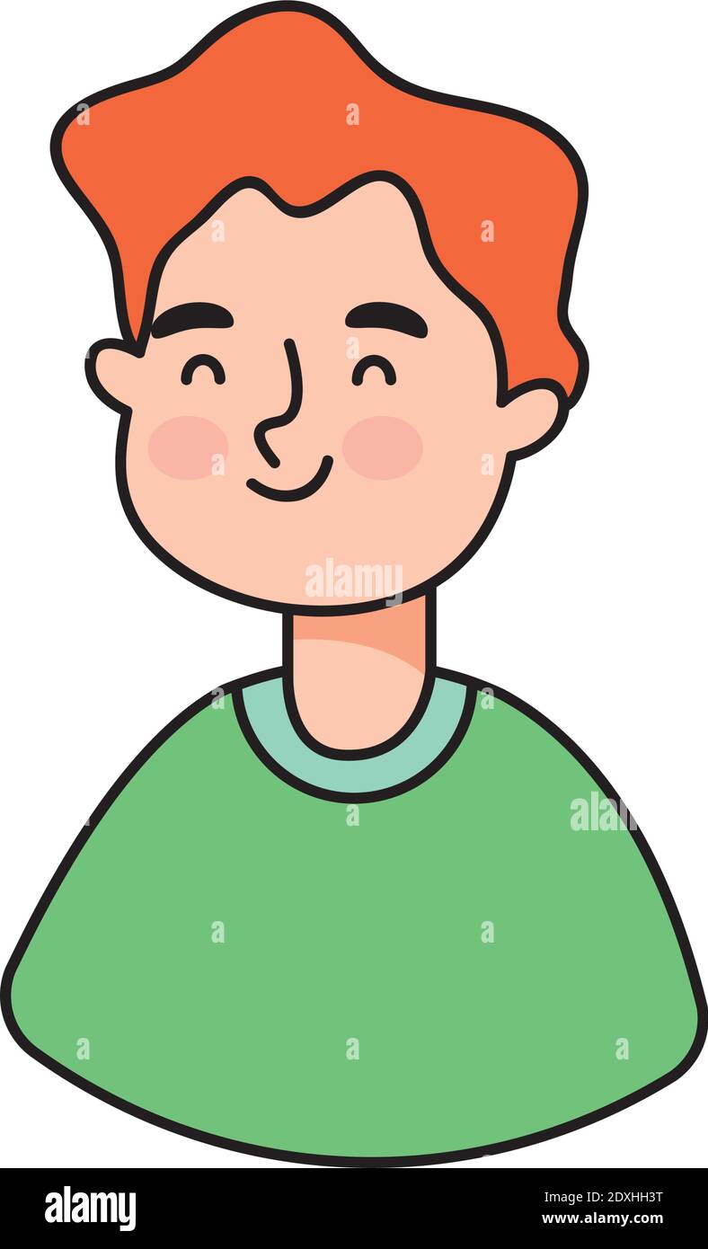 cartoon redhead man smiling over white background, colorful design ...