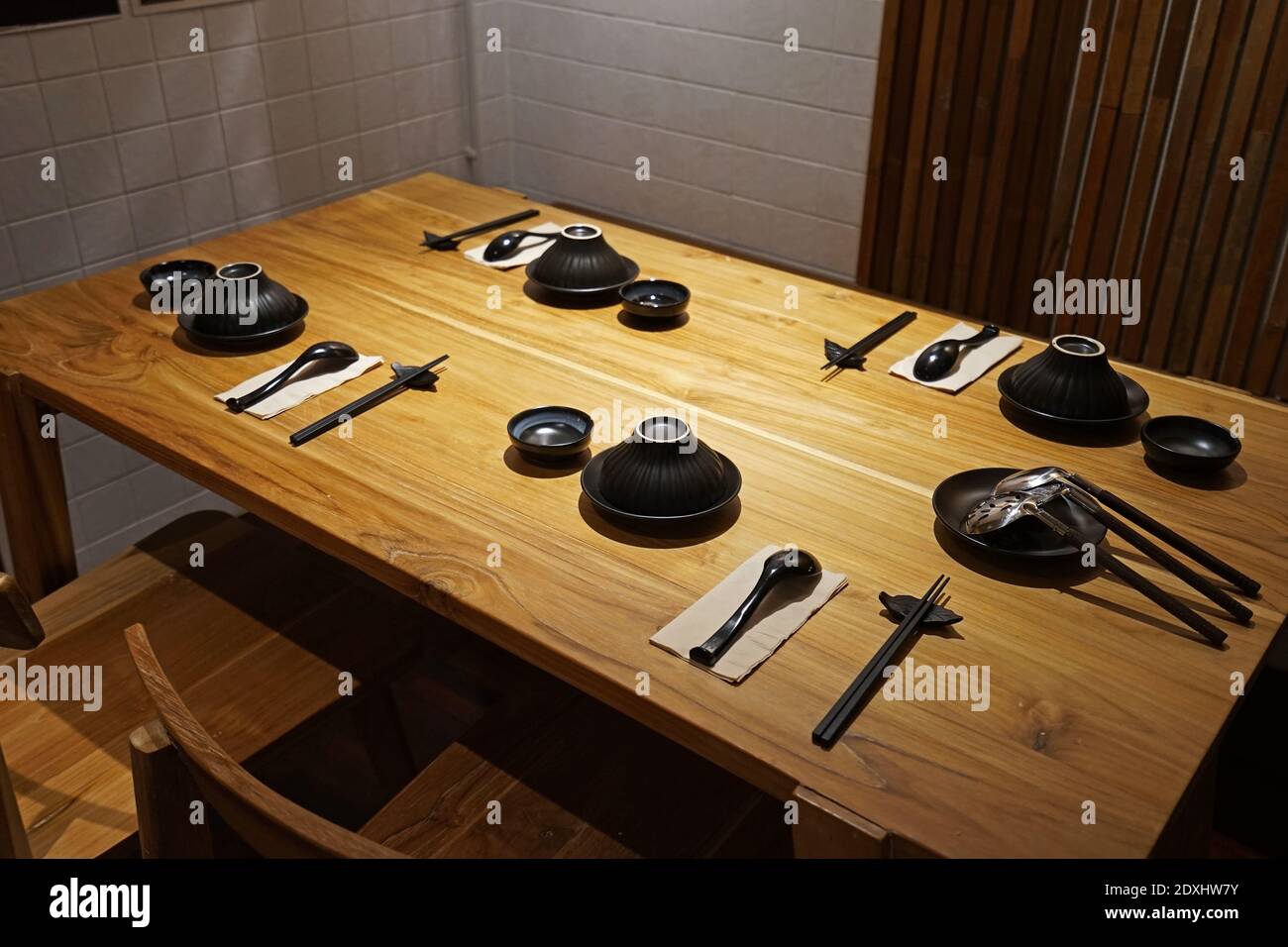Interior design and dining decoration of Japanese Sukiyaki restaurant