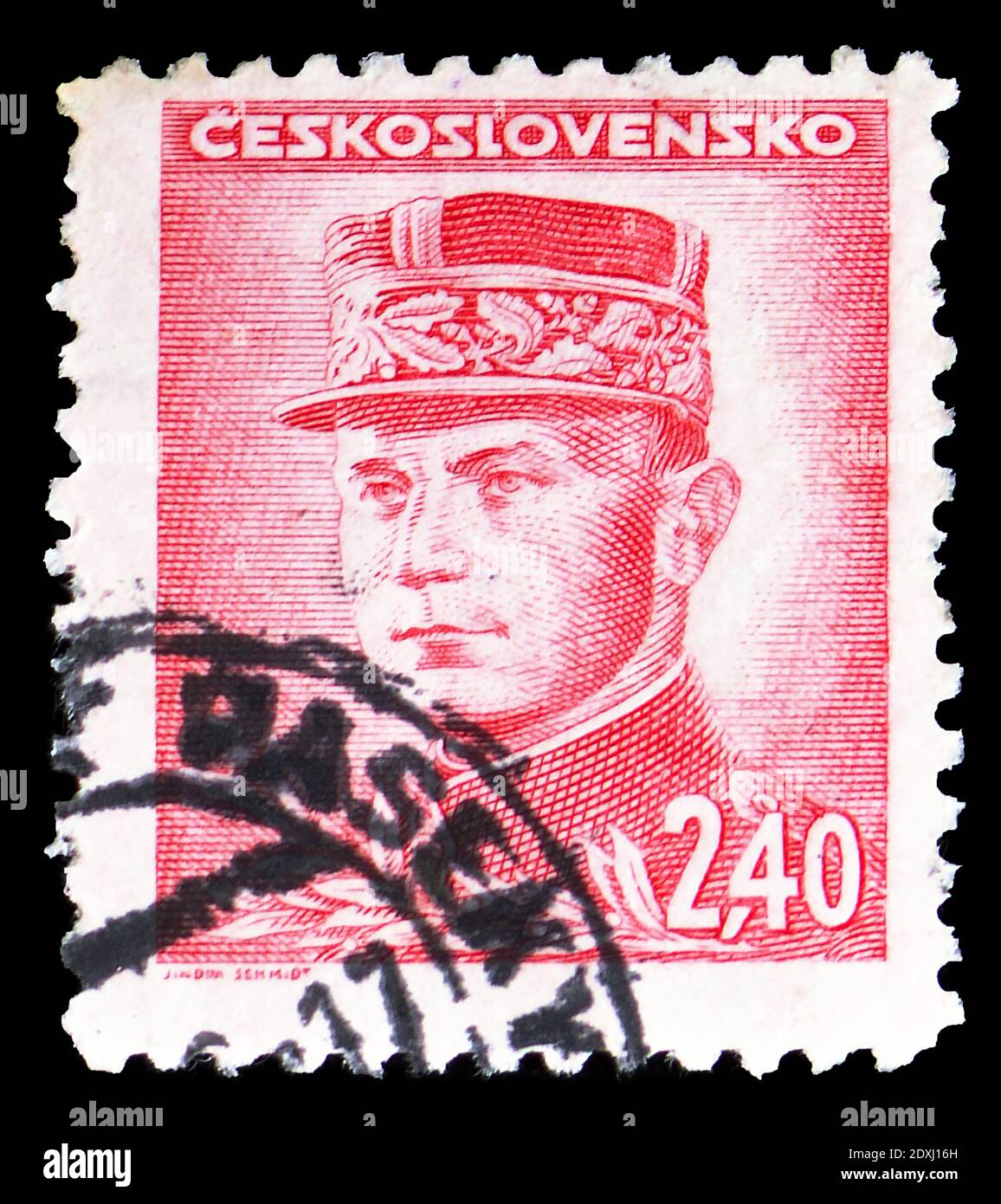 MOSCOW, RUSSIA - MARCH 23, 2019: Postage stamp printed in Czechoslovakia shows Milan Rastislav Stefanik, Portraits serie, circa 1945 Stock Photo