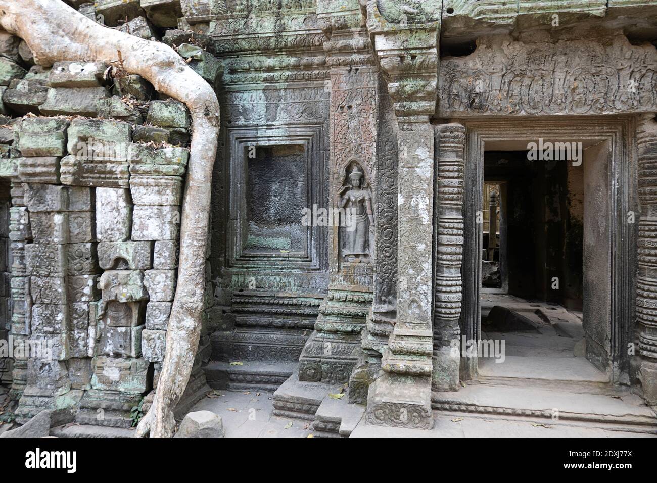 Bas-relief on the walls of Angkor Wat Stock Photo