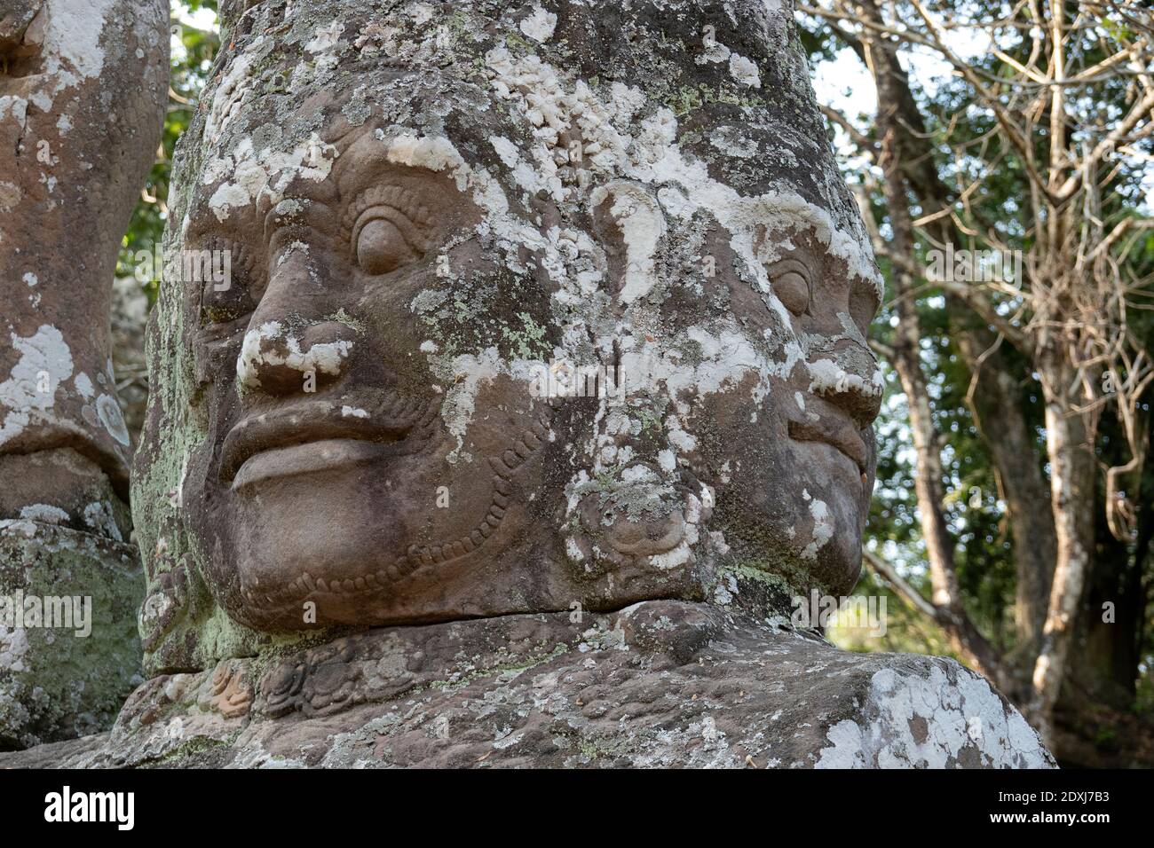 Statue with four heads outside Ankor Thom temple Stock Photo