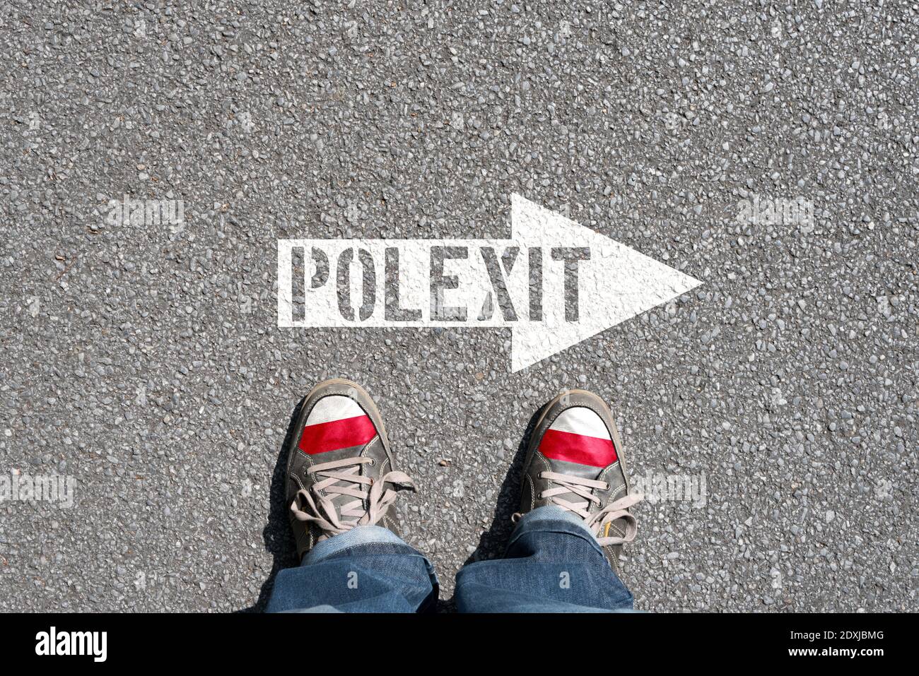 An arrow points to Polexit Stock Photo