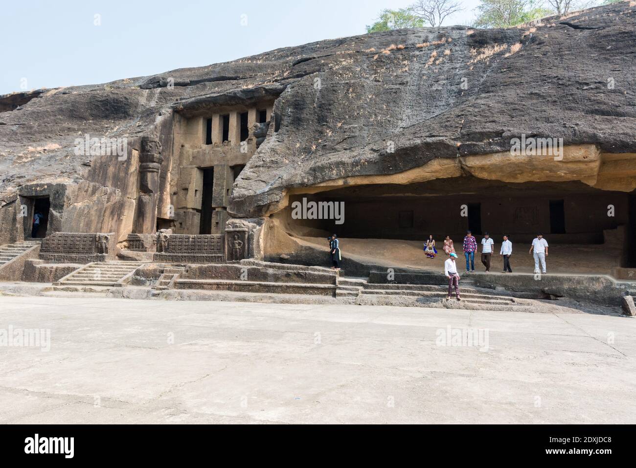 Visitors visiting Kanheri cave complex, which is situated inside the Sanjay Gandhi National Park in the Borivali region of Mumbai, Indian Stock Photo