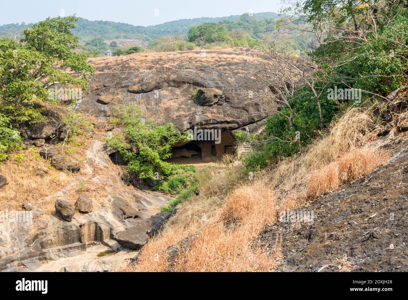 Kanheri cave complex, which is situated inside the Sanjay Gandhi National Park in the Borivali region of Mumbai, Indian Stock Photo