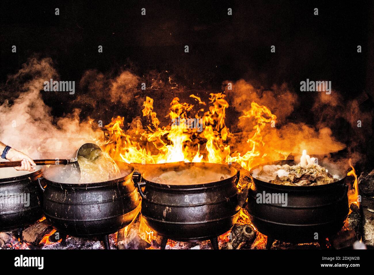 Containers On Fire In Dark Stock Photo Alamy