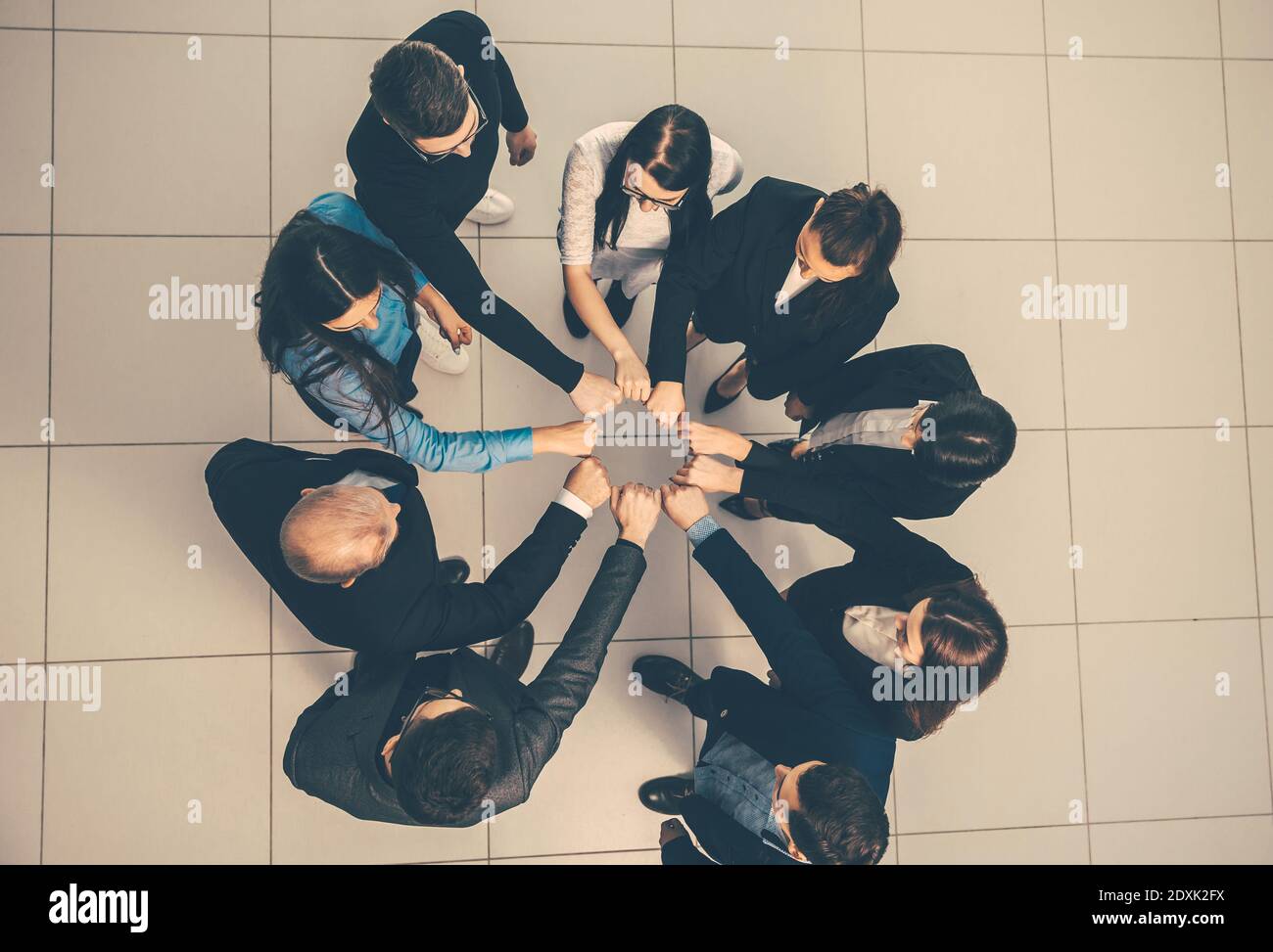 top view. group of young professionals standing in a circle Stock Photo ...