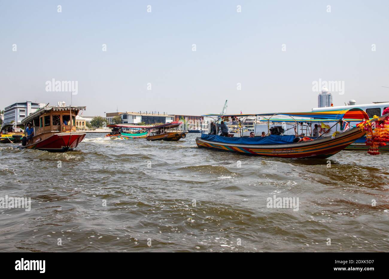 Bangkok Thailand Southeast Asia Boat traffic on the Chao Phraya River ...