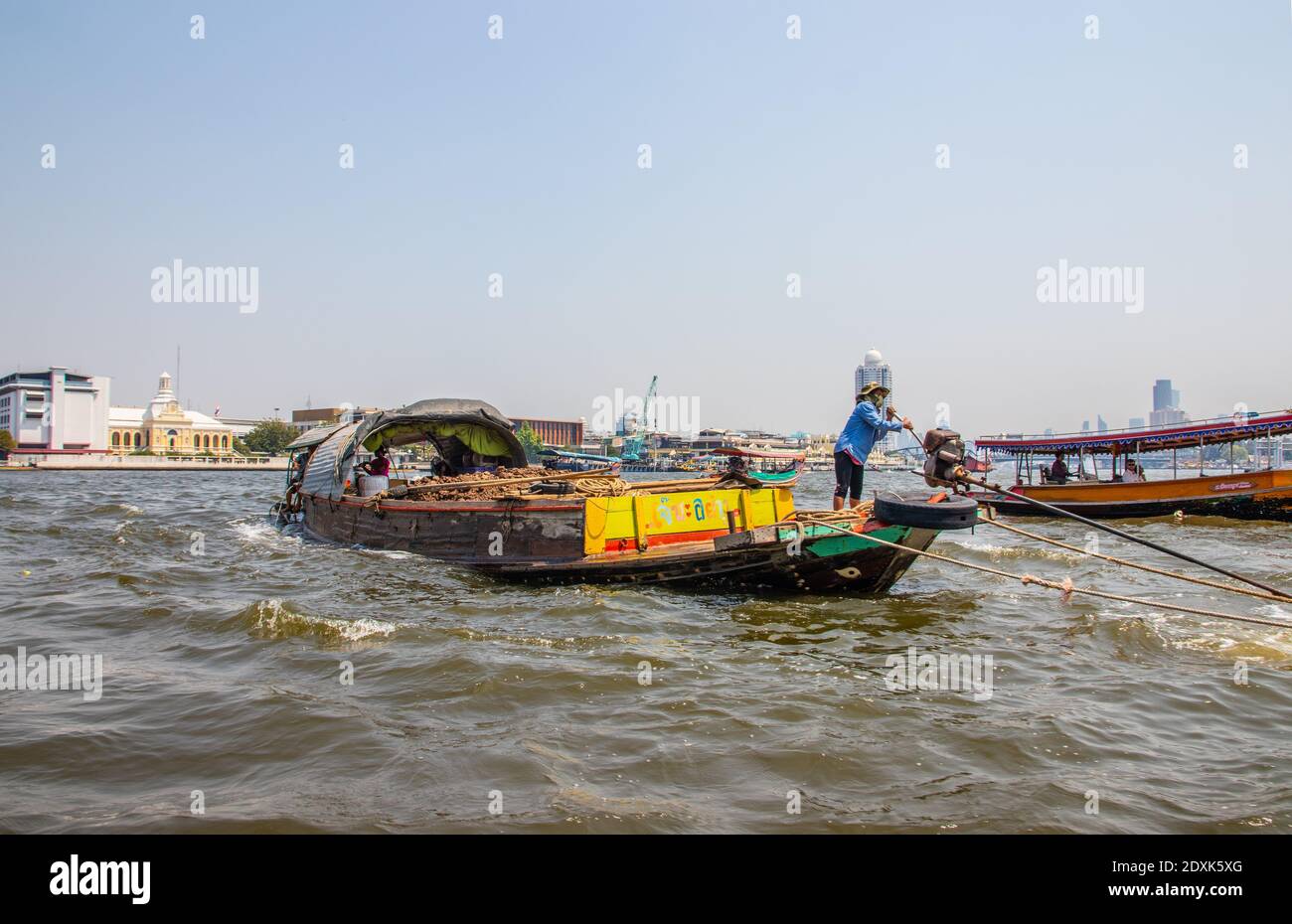 Bangkok Thailand Southeast Asia Boat traffic on the Chao Phraya River ...