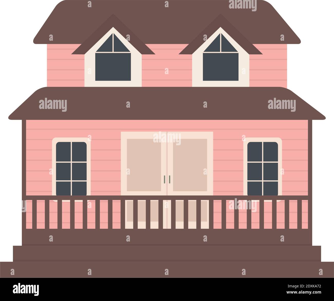 suburban pink house icon over white background, colorful design, vector illustration Stock Vector