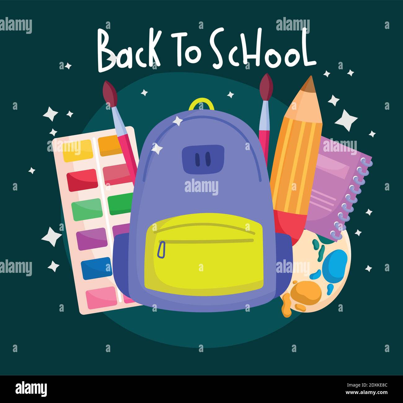 Back to school bag and icon set design, eduacation class and lesson ...