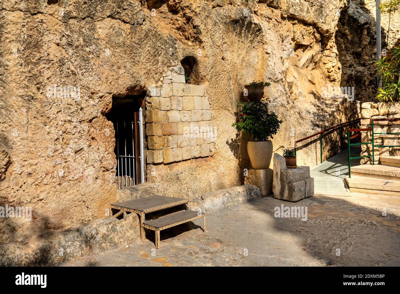 Jerusalem, Israel - October 14, 2017: Entrance to Garden Tomb considered as actual place of burial and resurrection of Jesus Christ near Old City Stock Photo