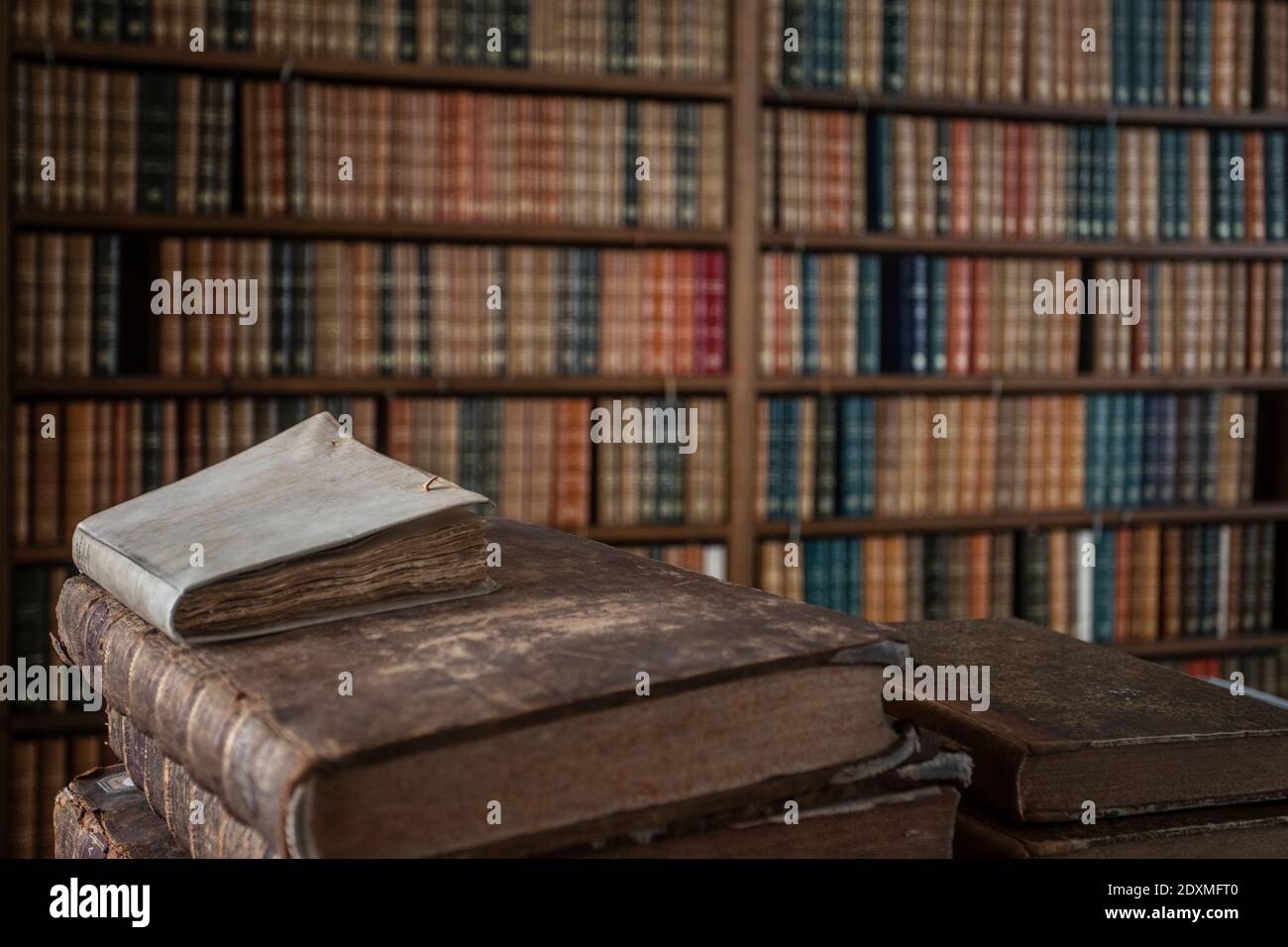 Inside the library of the Institut des Sources Chrètiennes. Lyon, France 2020 Stock Photo