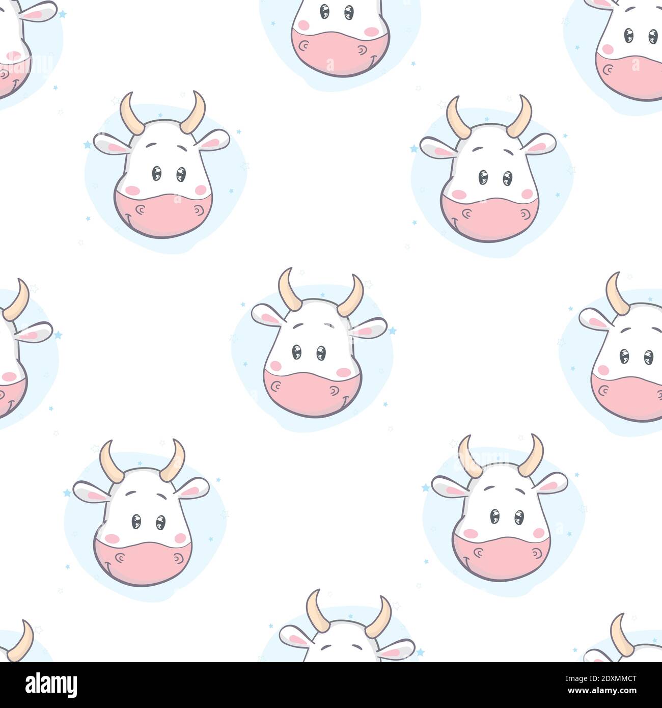 Doodle cartoon cows seamless pattern. Vector background Stock Vector Image  & Art - Alamy