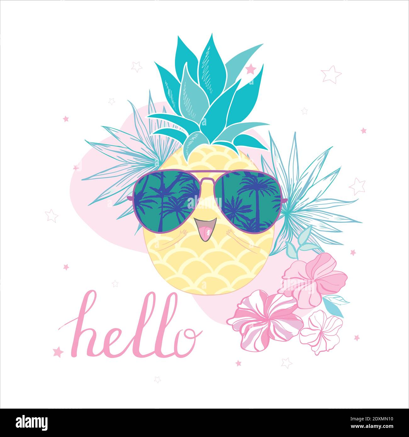 Cute vector pineapple illustration. Cartoon funny graphic food ...