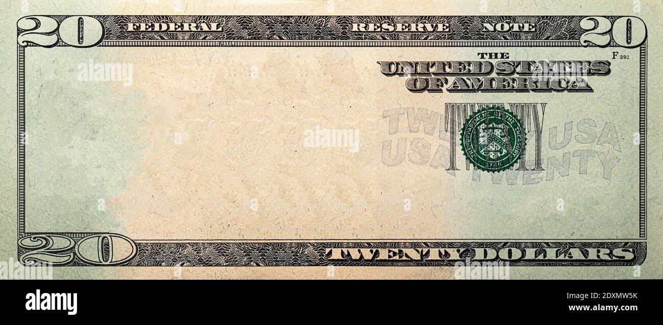 20 dollar bill with empty middle area Stock Photo Alamy