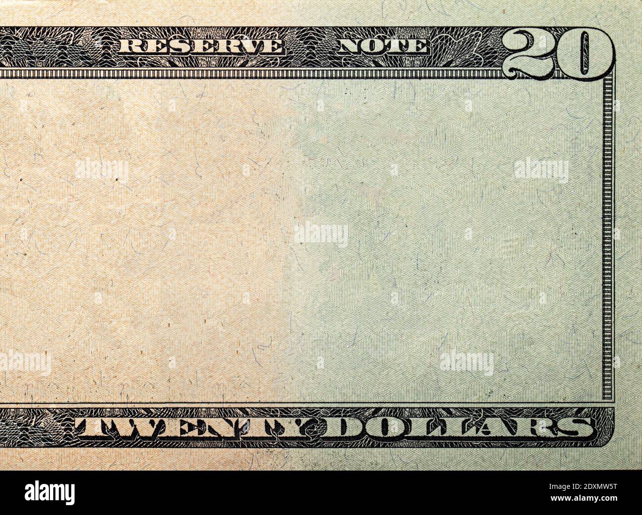20 dollar bill with empty middle area Stock Photo Alamy