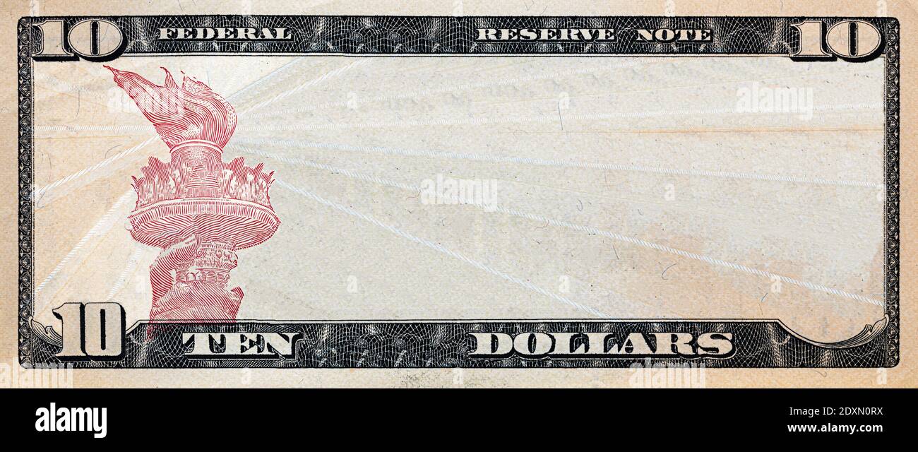10 dollar bill with empty middle area Stock Photo Alamy