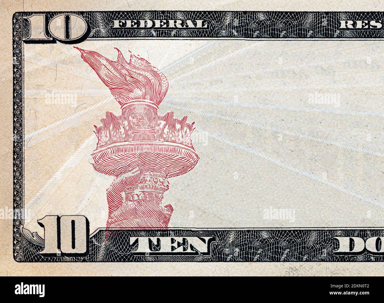 10 dollar bill with empty middle area Stock Photo Alamy
