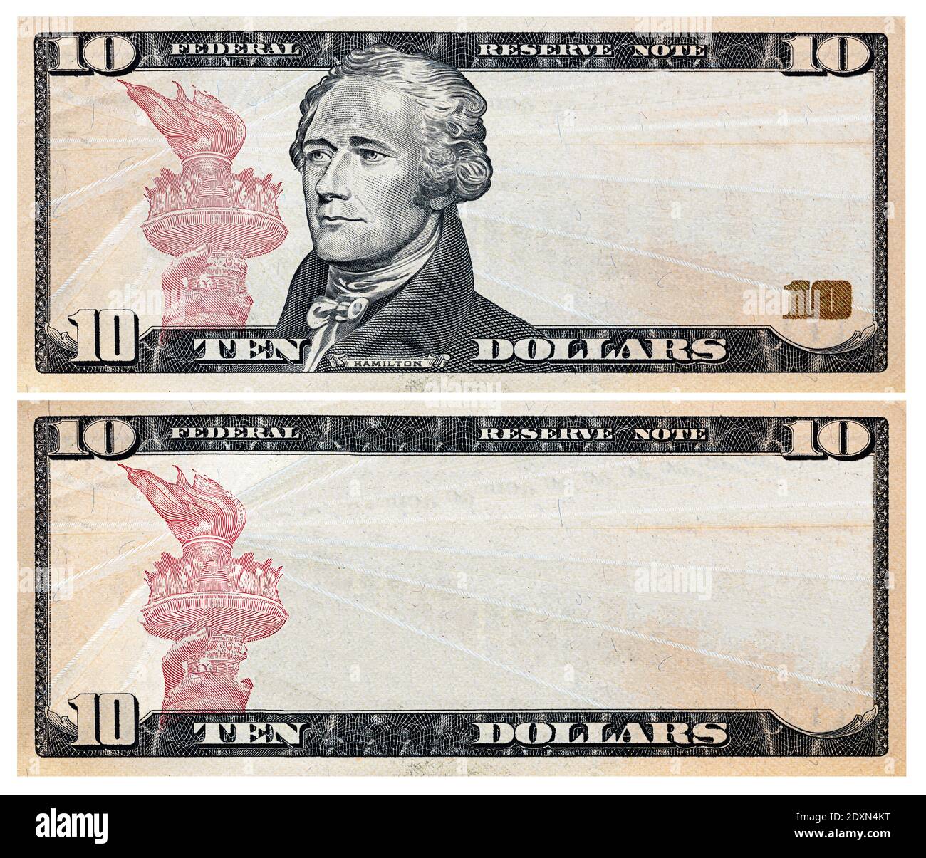 10 dollar bill with empty middle area Stock Photo Alamy