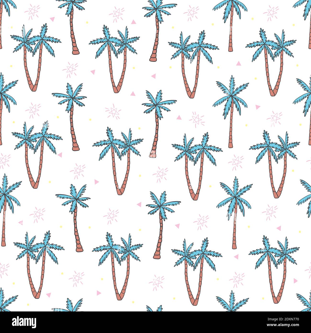 Vector seamless pattern with palm trees Stock Vector