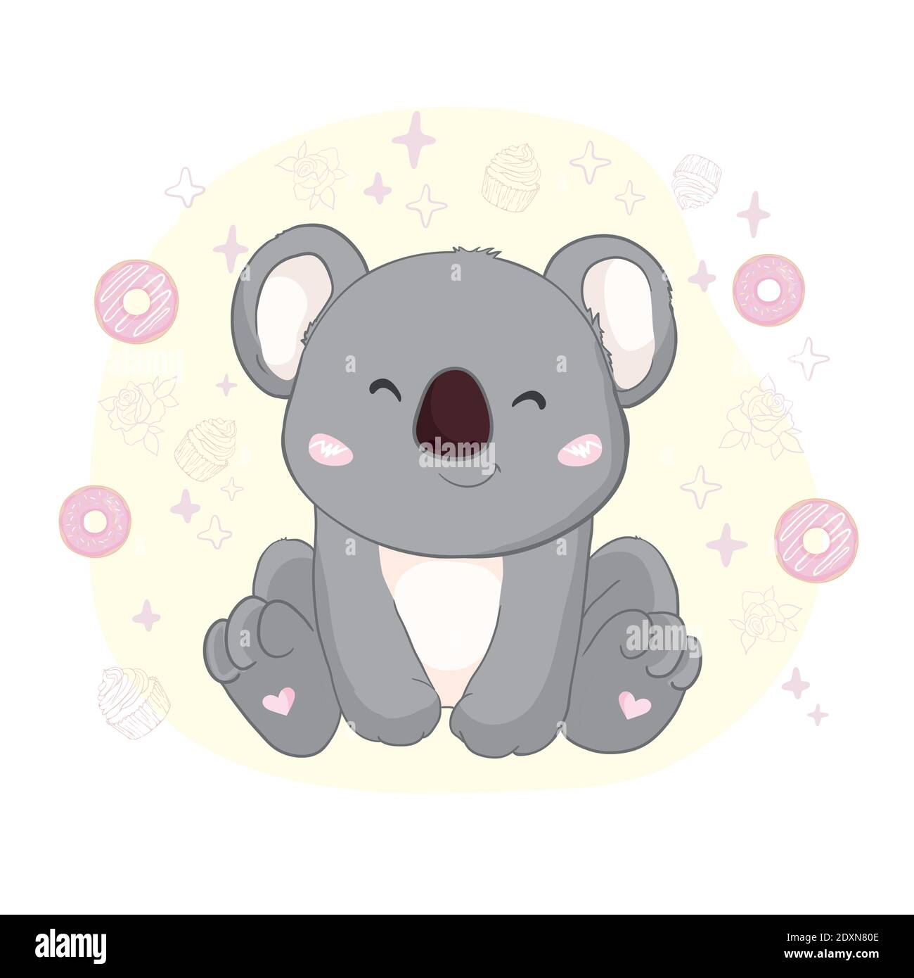 Cute Koala isolated on white background. Vector illustration. Design ...