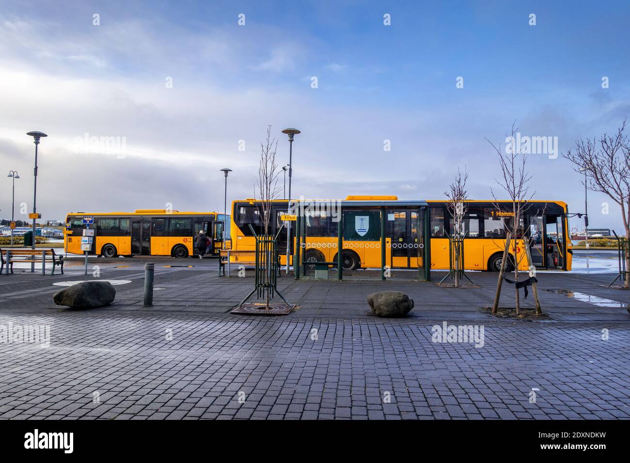 Icelandic Bus At A Bus Terminal In Hafnarfjordur Iceland Stock Photo