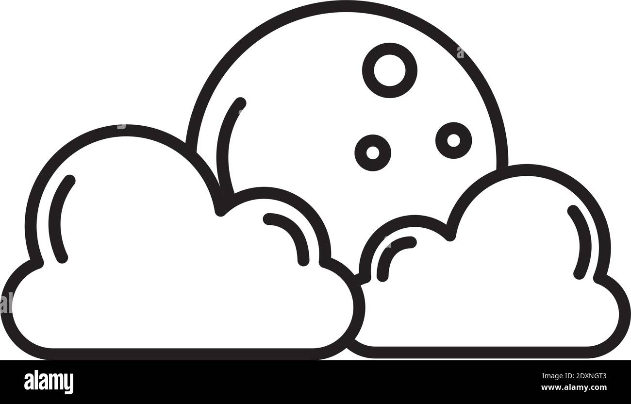 clouds with moon weather line style icon vector illustration design Stock Vector