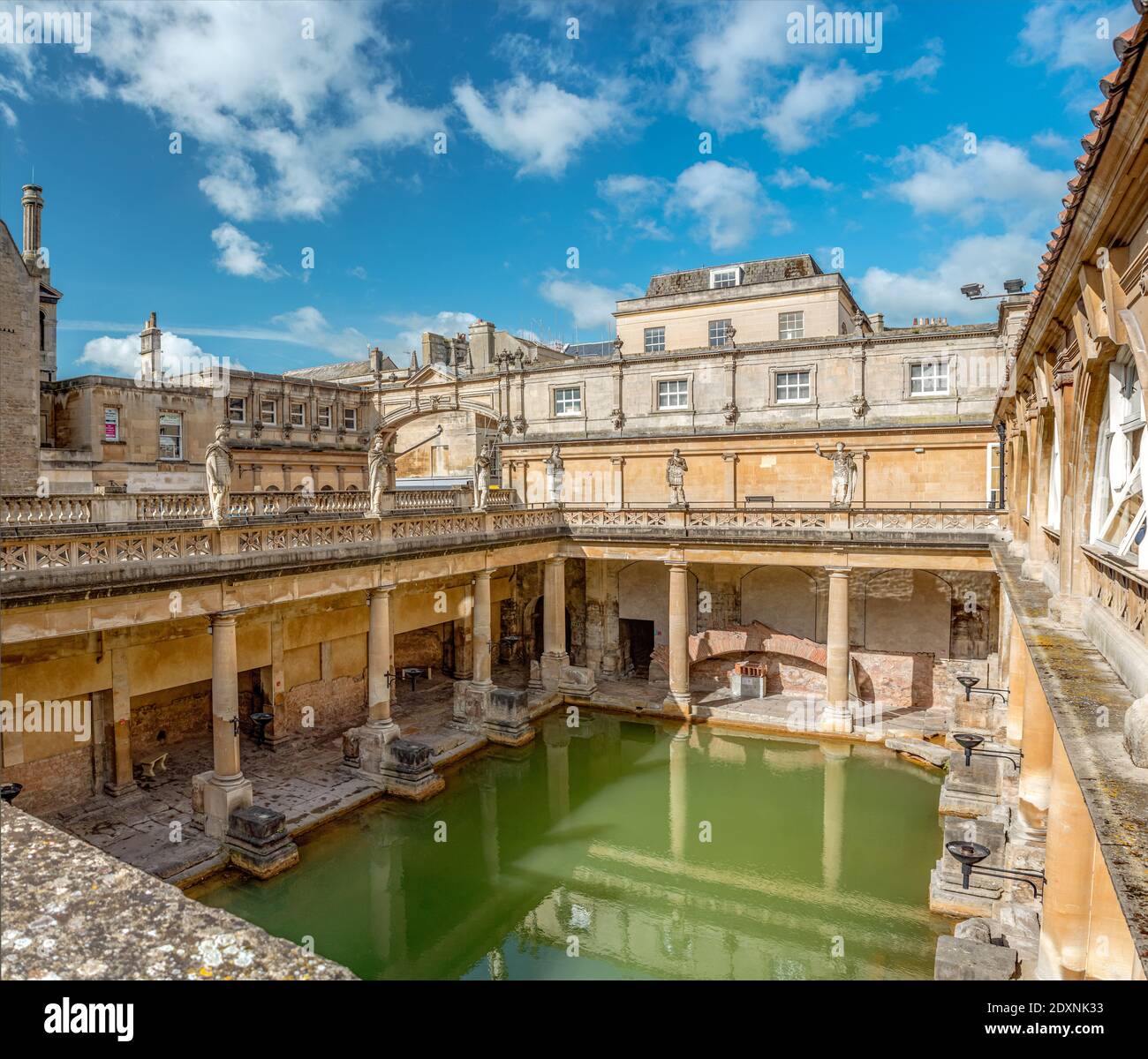 The Roman Baths complex in the city center of Bath, Somerset, England Stock Photo