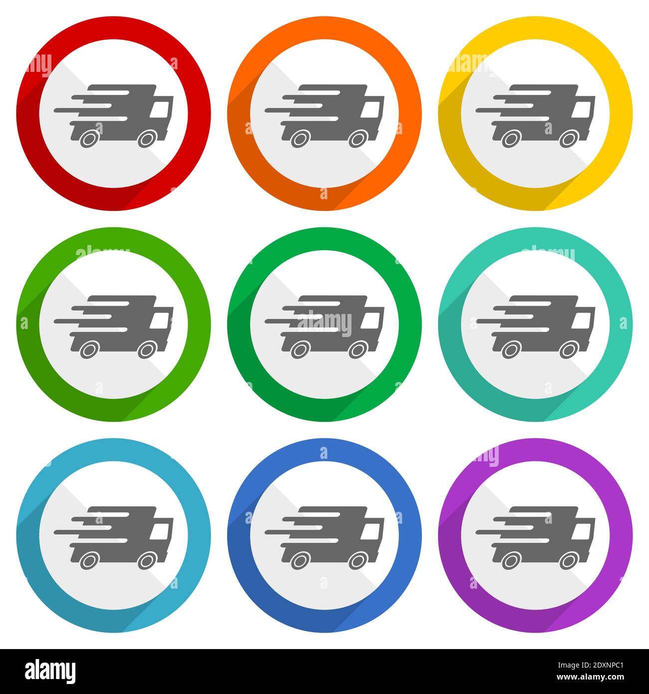 Speed transport, fast delivery, truck vector icons, set of colorful ...