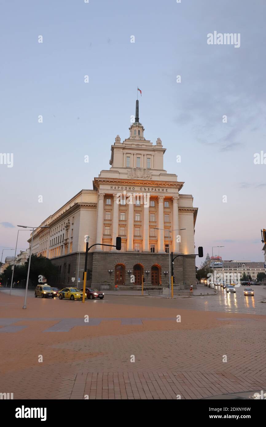 BULGARIA, SOFIA - AUGUST 01, 2019: Office house of the National Assembly  (former the Communist Party House) Stock Photo