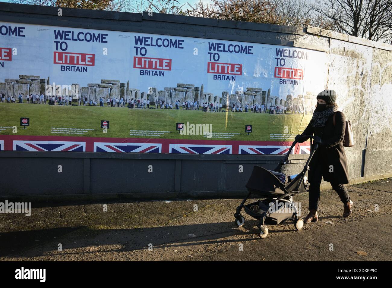 Glasgow, UK, 24 December 2020. New poster campaign, 'Welcome to Little Britain' by photographer artist Simon Roberts, appears on billboards as the UK and European Union prepare to announce that a deal has been reached on the UK leaving the European Union. Photo credit: Jeremy Sutton-Hibbert/ Alamy Live News. Stock Photo
