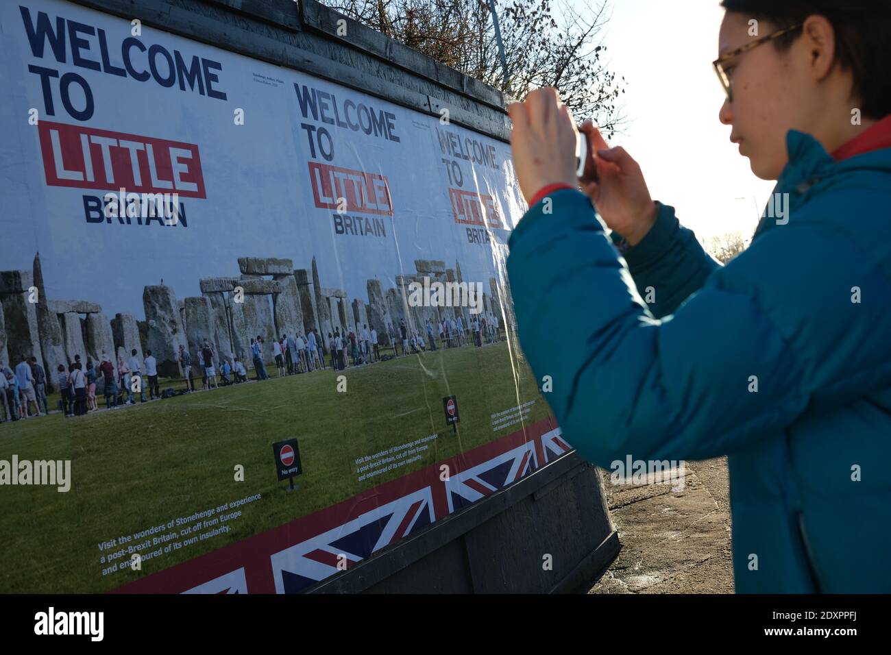 Glasgow, UK, 24 December 2020. New poster campaign, 'Welcome to Little Britain' by photographer artist Simon Roberts, appears on billboards as the UK and European Union prepare to announce that a deal has been reached on the UK leaving the European Union. Photo credit: Jeremy Sutton-Hibbert/ Alamy Live News. Stock Photo