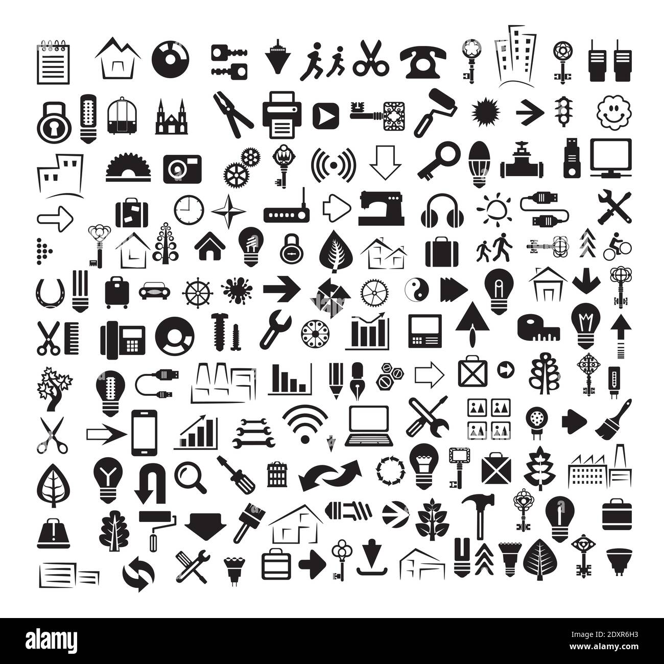 A set of internet silhouette icons with different Stock Vector Image ...