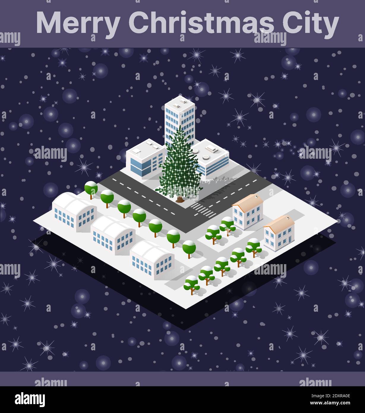 Winter Christmas tree, New Year is an isometric Stock Vector