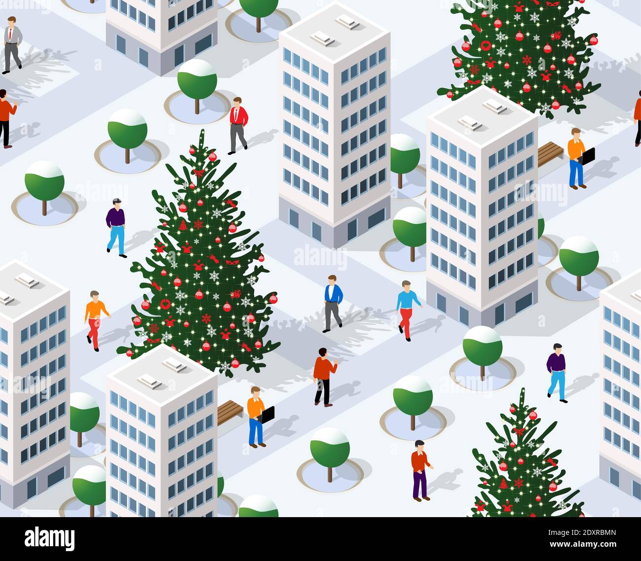 Winter Christmas tree seamless background Stock Vector