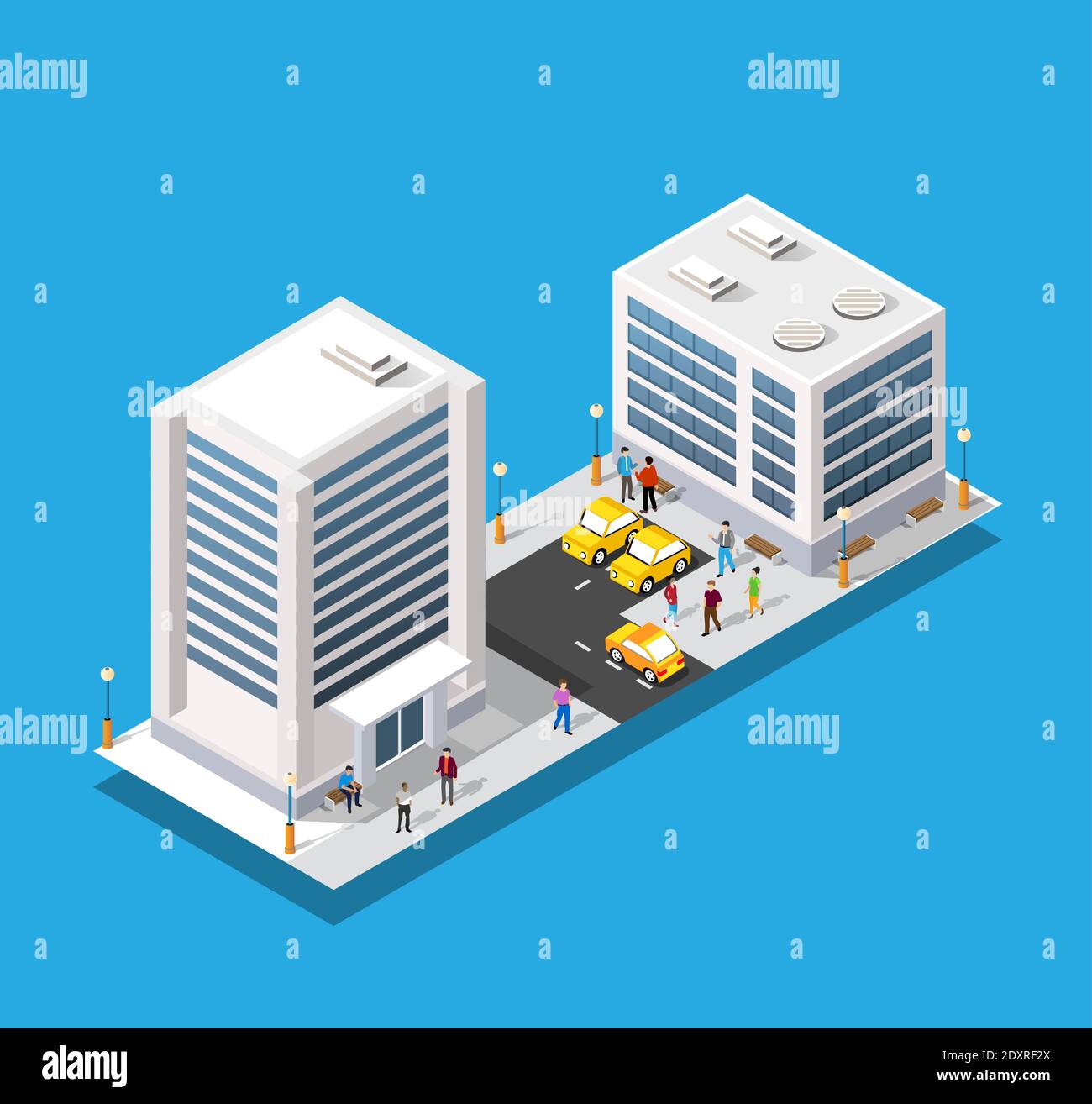 Isometric city with roads with streets Stock Vector Image & Art - Alamy