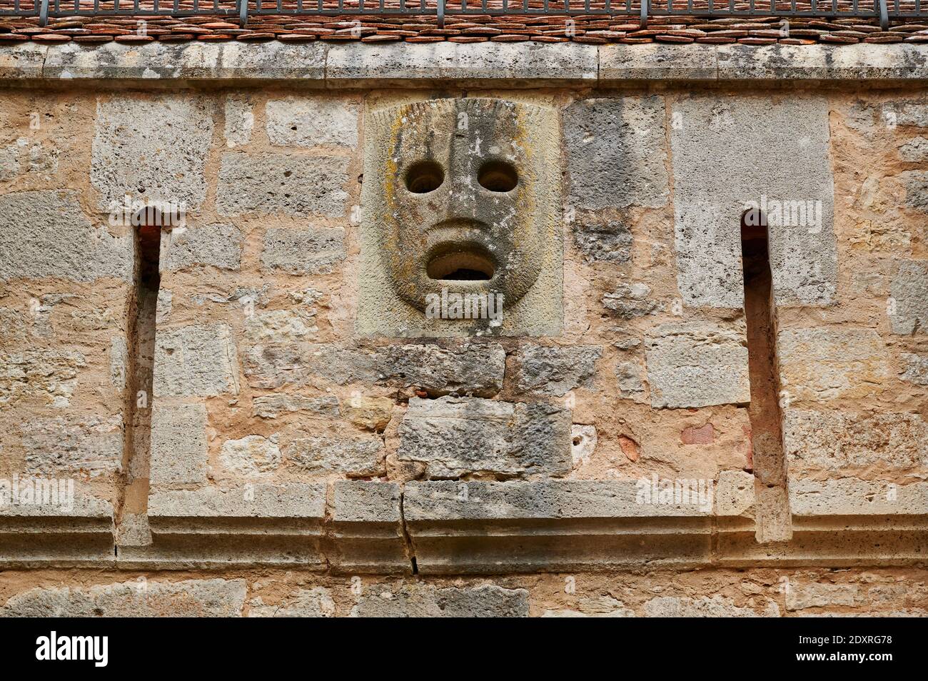 Pitch Mask Pitch mask on Burgtor Gate of Rothenburg ob der Tauber, Bavaria ...