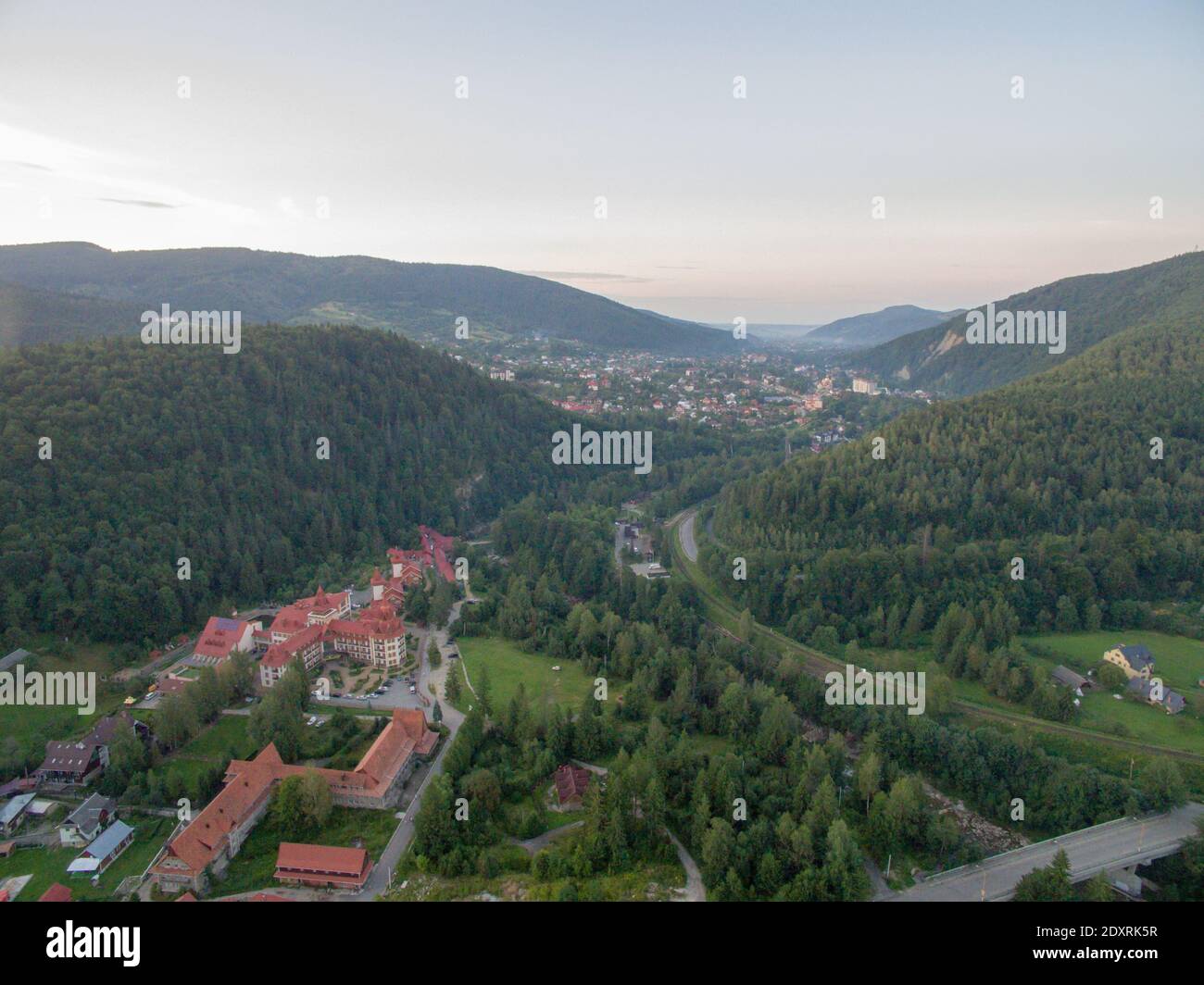 Small Village Near Deep Green Forest of Mountaines Stock Photo - Alamy