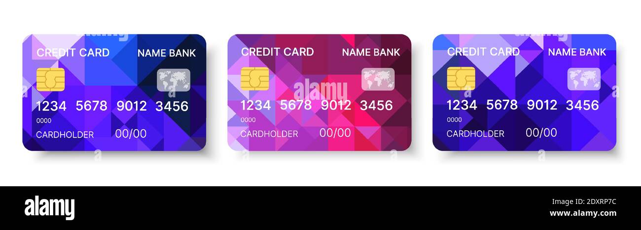 Credit cards set multicolor template vector with Stock Vector