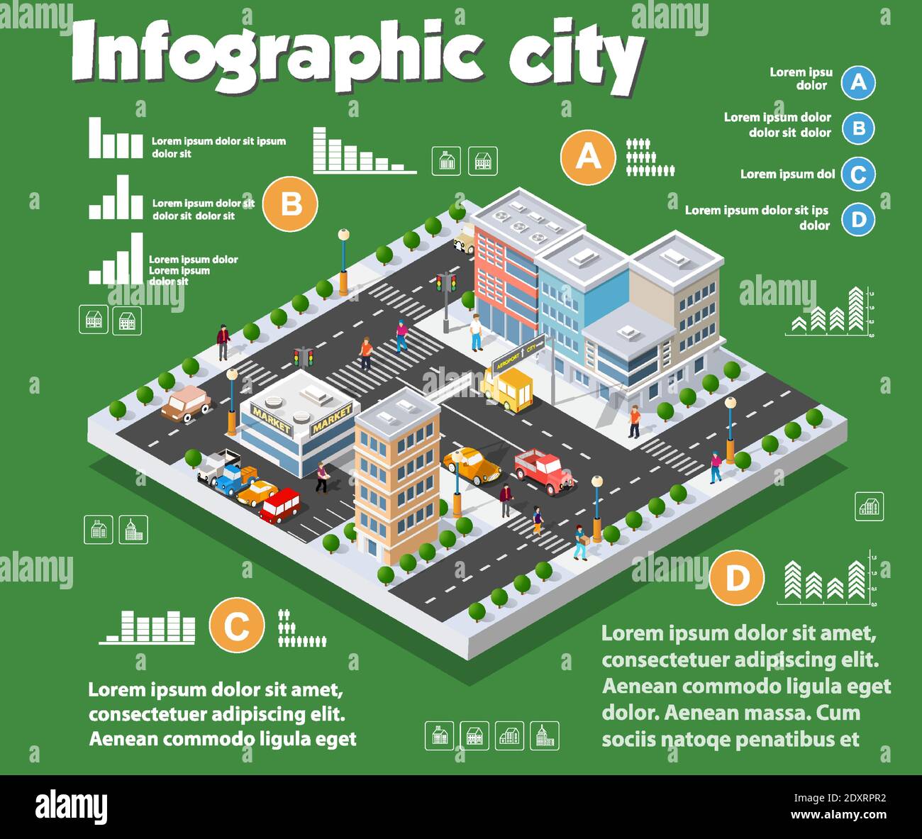 Isometric city map industry infographic set, with Stock Vector Image ...