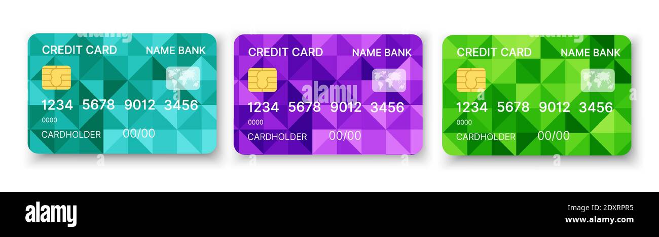 Credit cards set multicolor template vector with Stock Vector