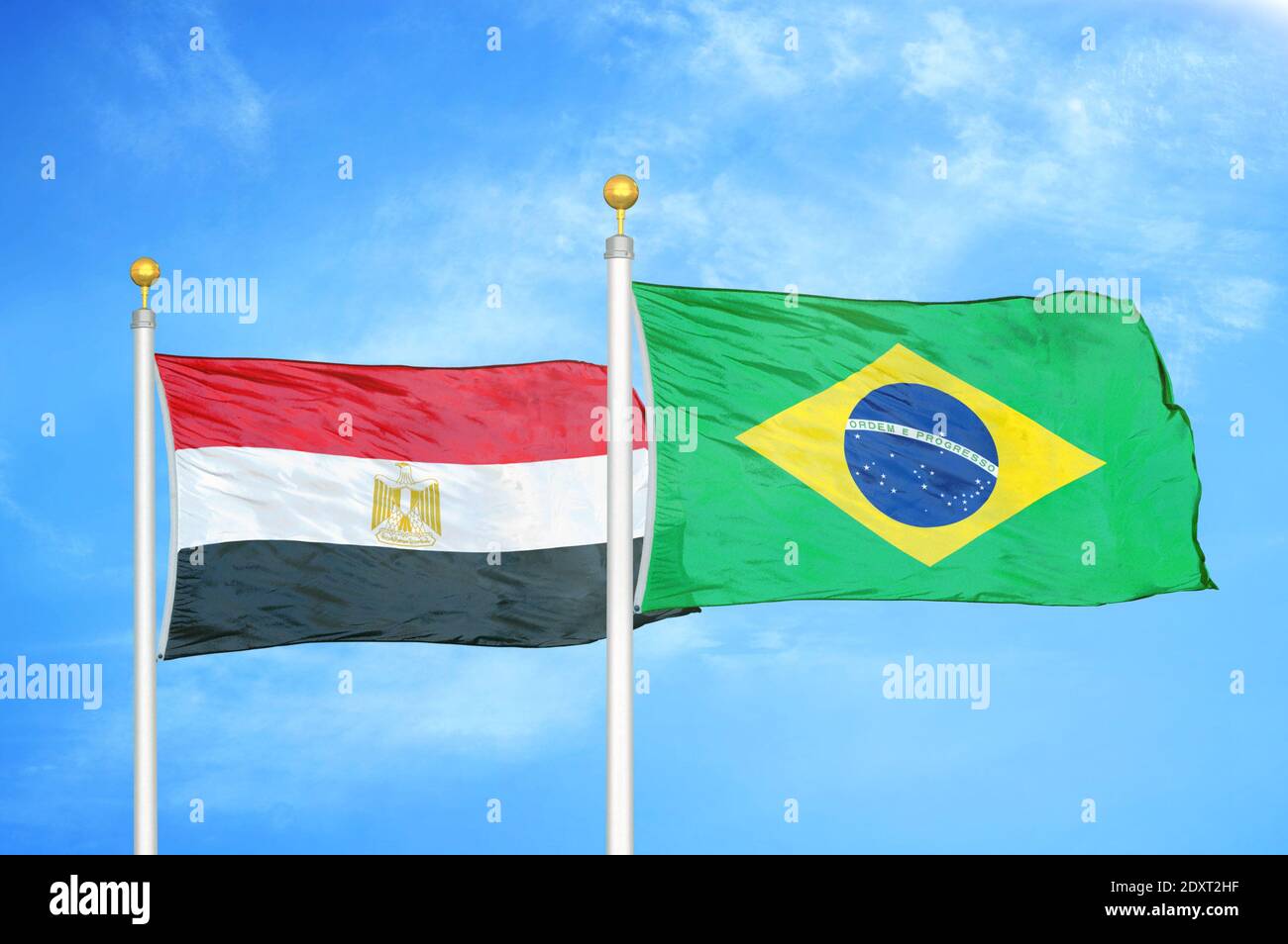 Egypt, Egyptian vs Brazil, Brazilian smoke flags placed side by side. Thick  abstract colored silky smoke flags Stock Photo - Alamy
