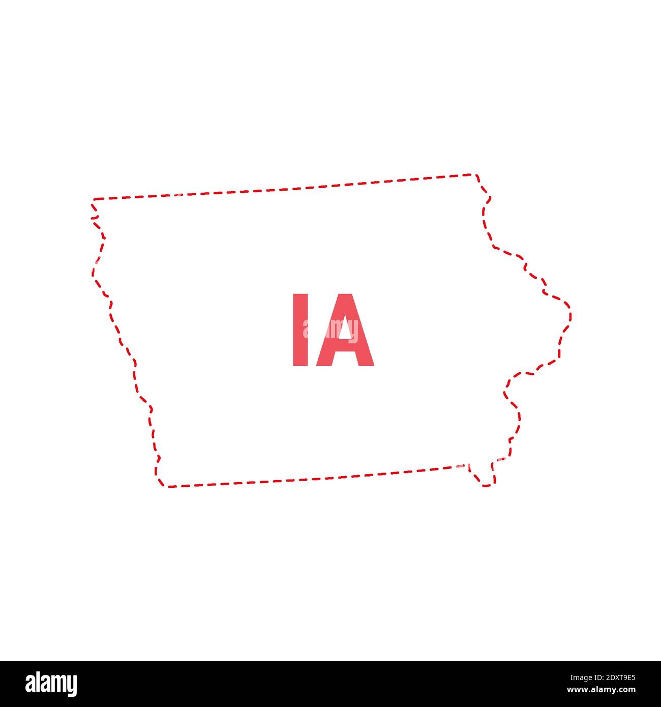 Iowa US state map outline dotted border. Vector illustration. Two