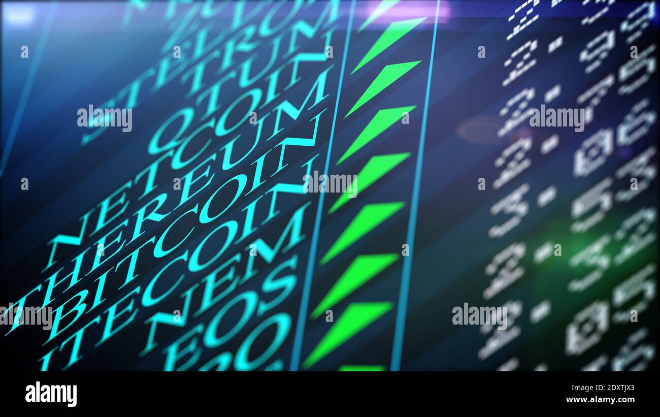 Closeup of Positive Cryptocurrency market rank. Bitcoin, Ethereum,  Litecoin, Ripple, etc. A cryptocurrency is a digital or virtual currency  that uses Stock Photo - Alamy