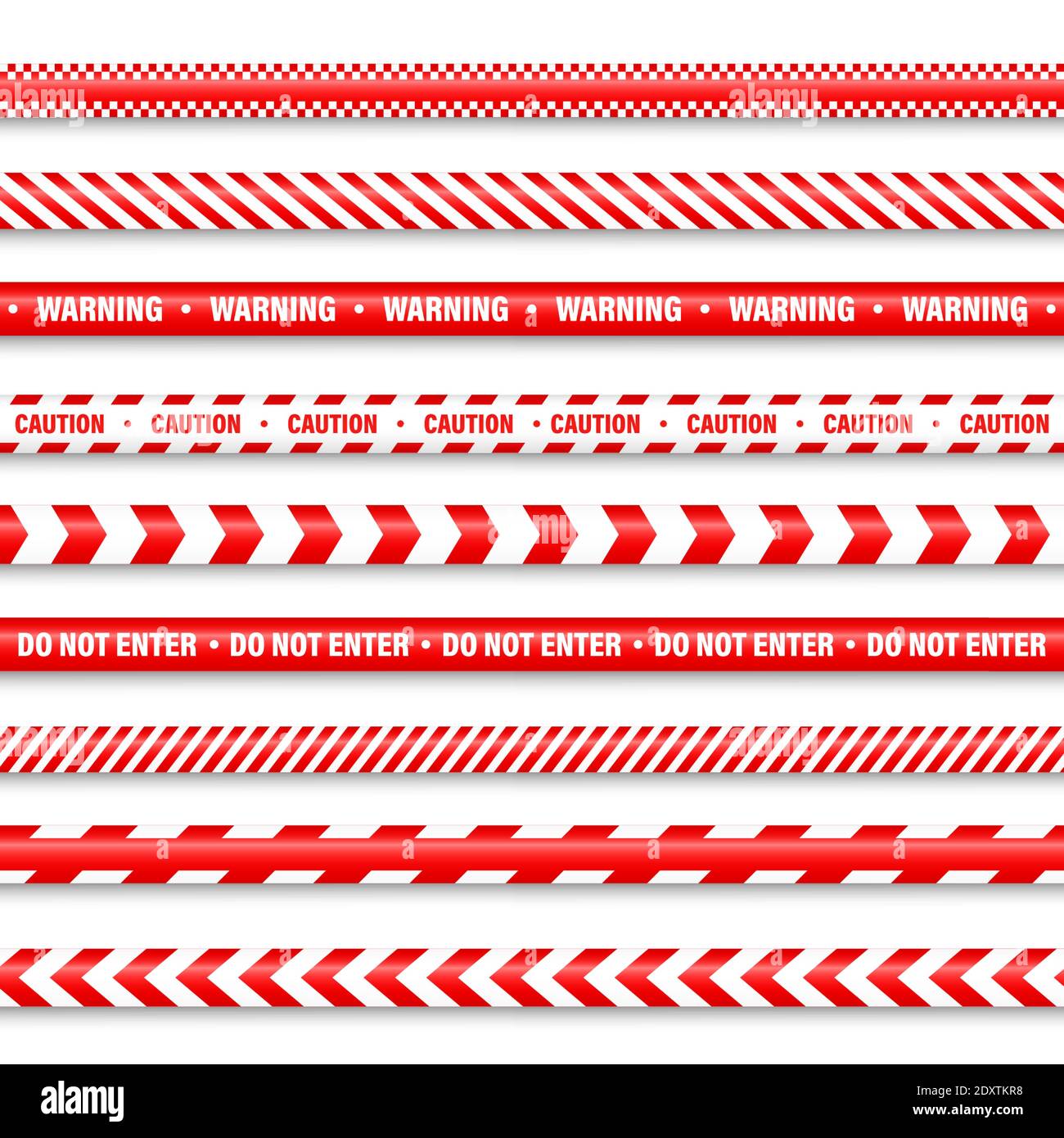 Realistic red barricade tape. Police warning line. Danger or hazard stripe. Under construction